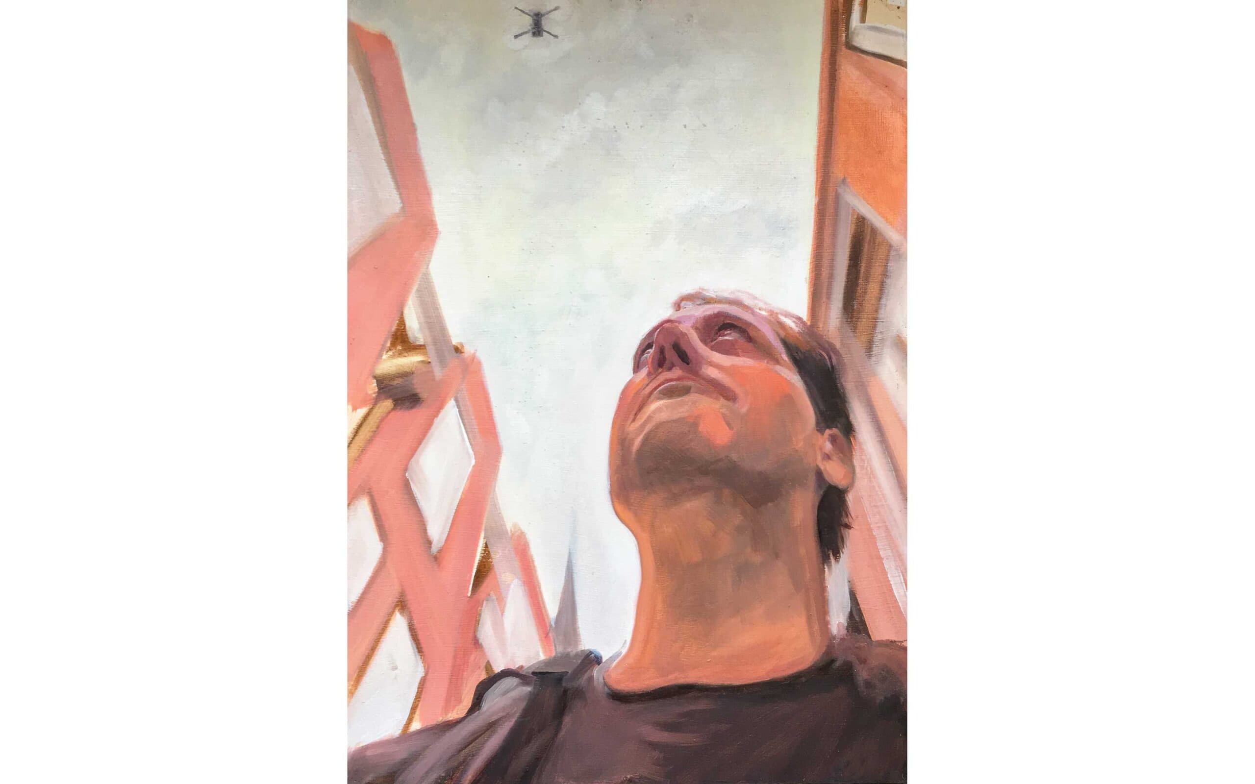 Selfportrait, 50 x 70 cm, cardboard laminated to wood