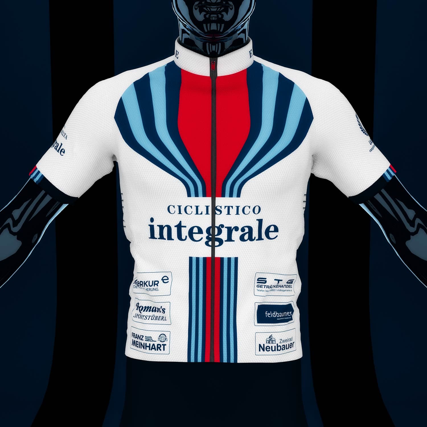 Front design with Martini stripes