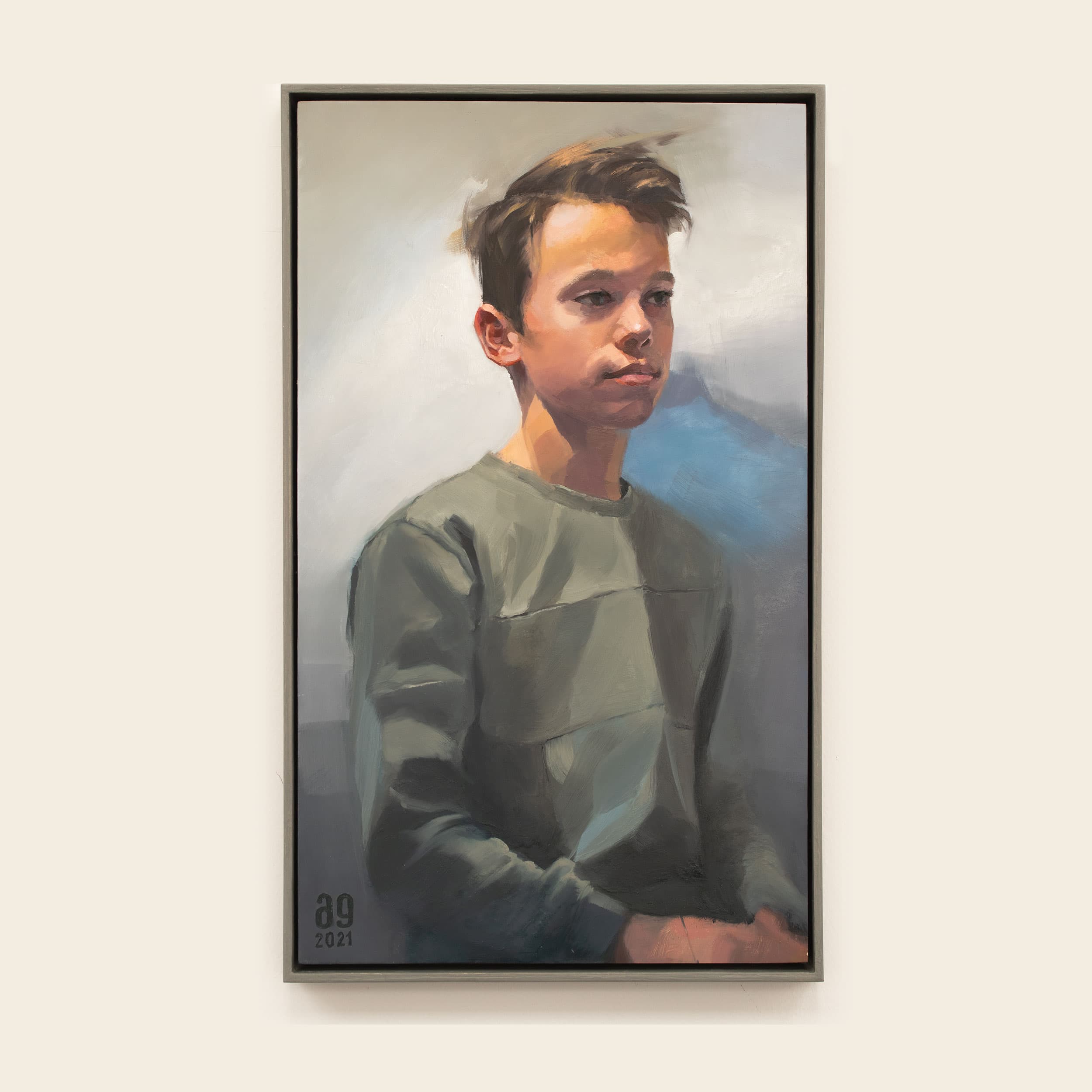 »Simon«, 50 x 30 cm, oil on wood, floating frame