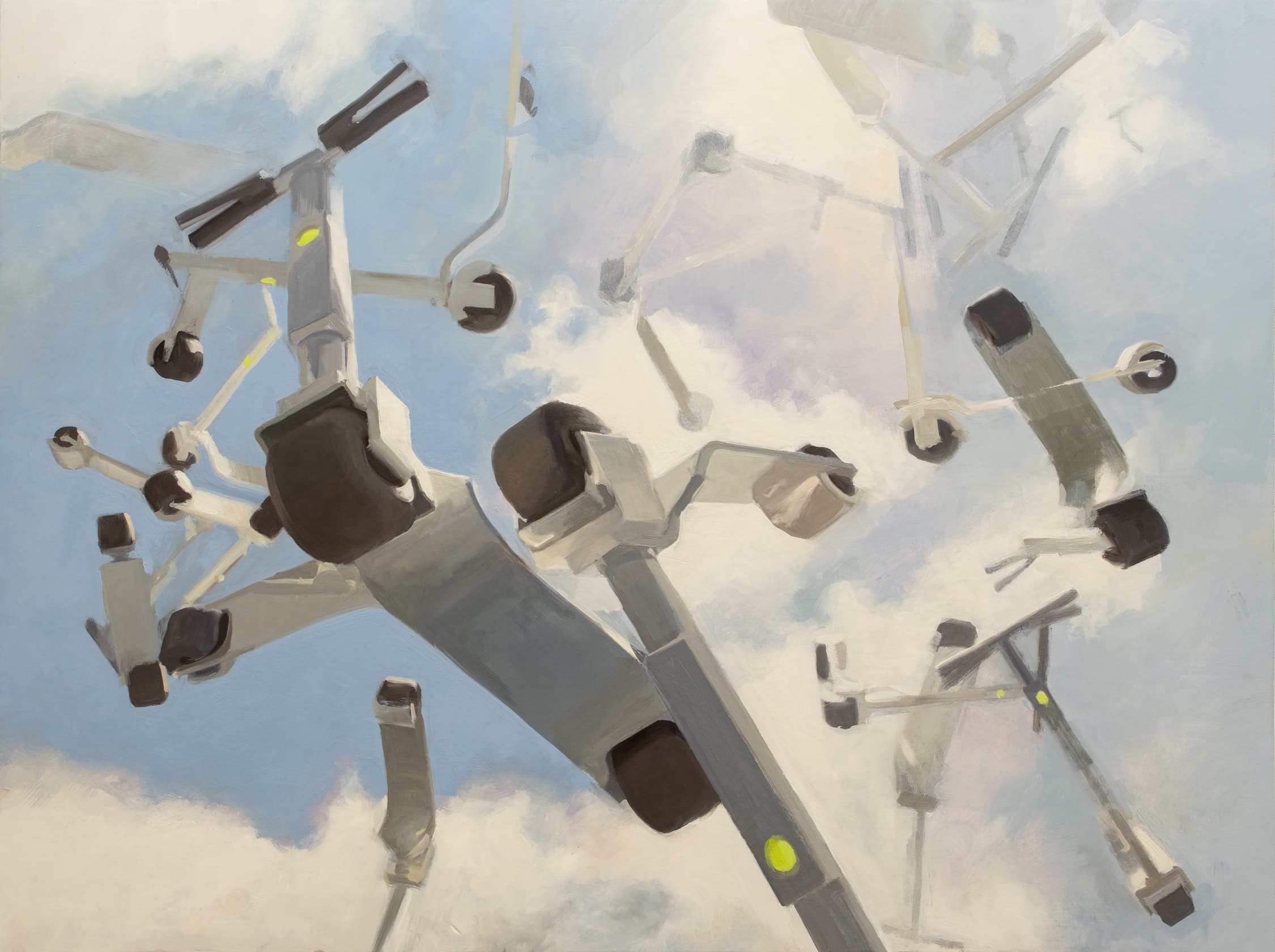Scooters from the Sky, 59 x 79 cm, oil on wood