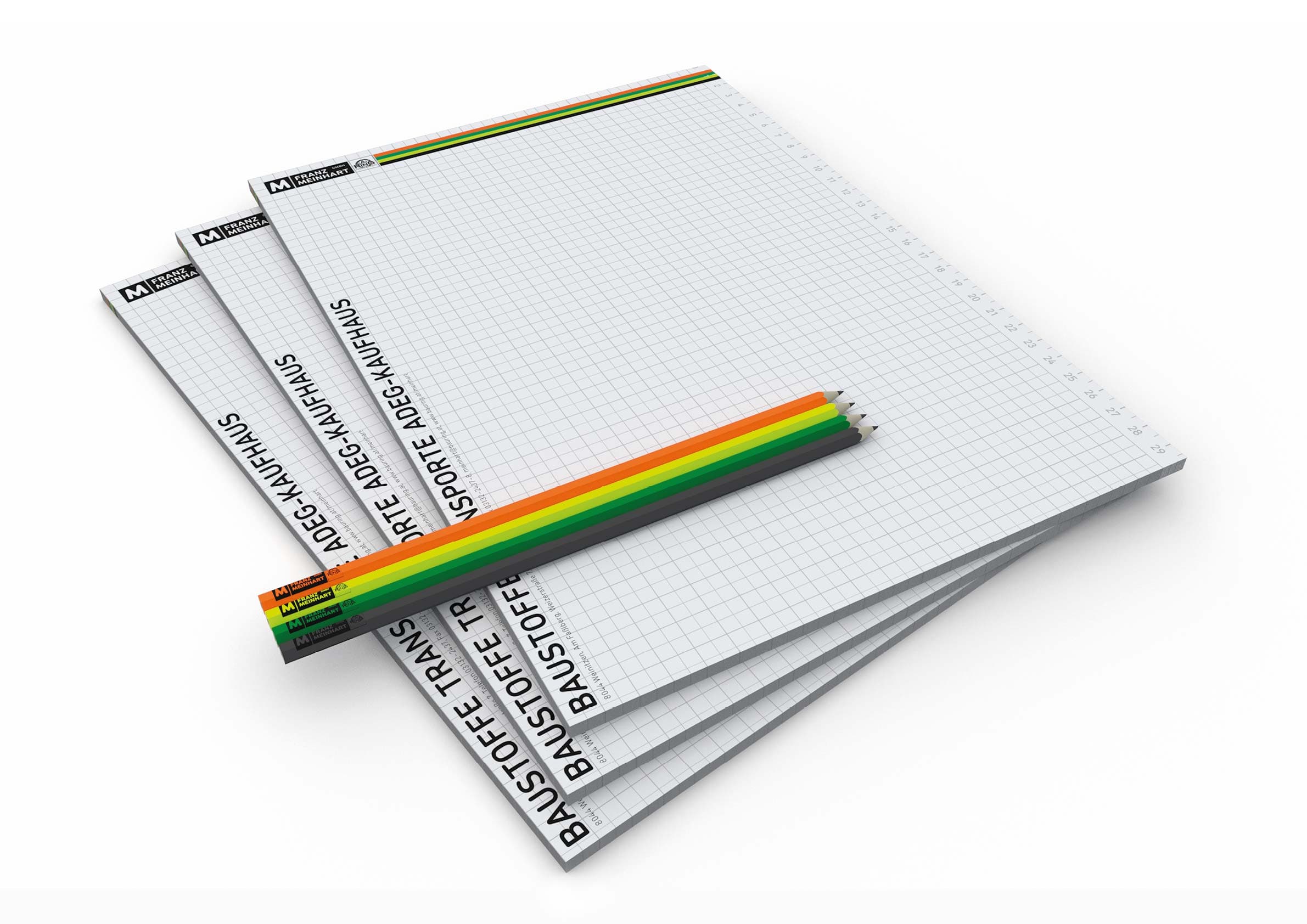 notebook and pencils