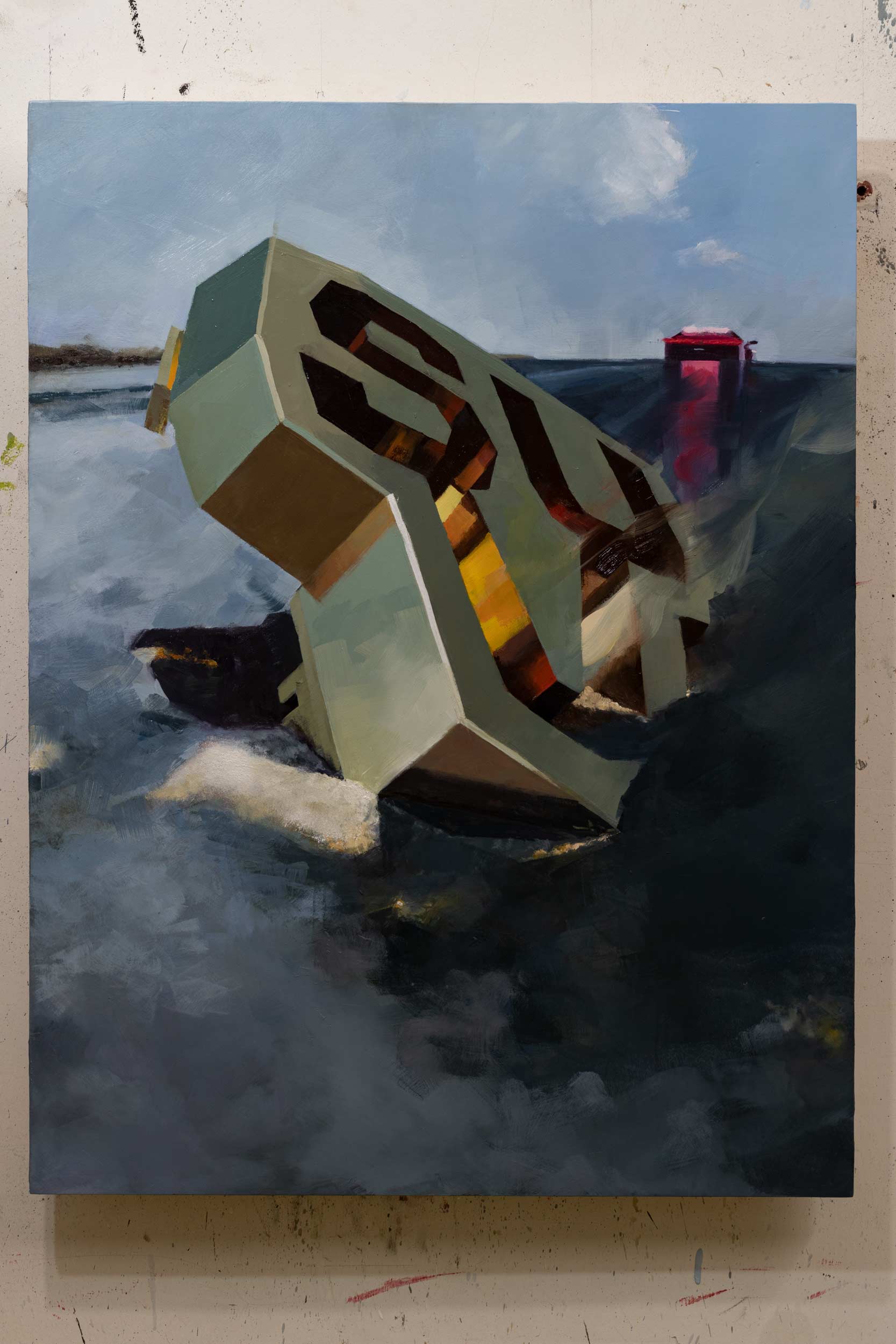 »Melting Sealed Area« (2021) / Öl auf Holzkorpus / 80 x 60 cm