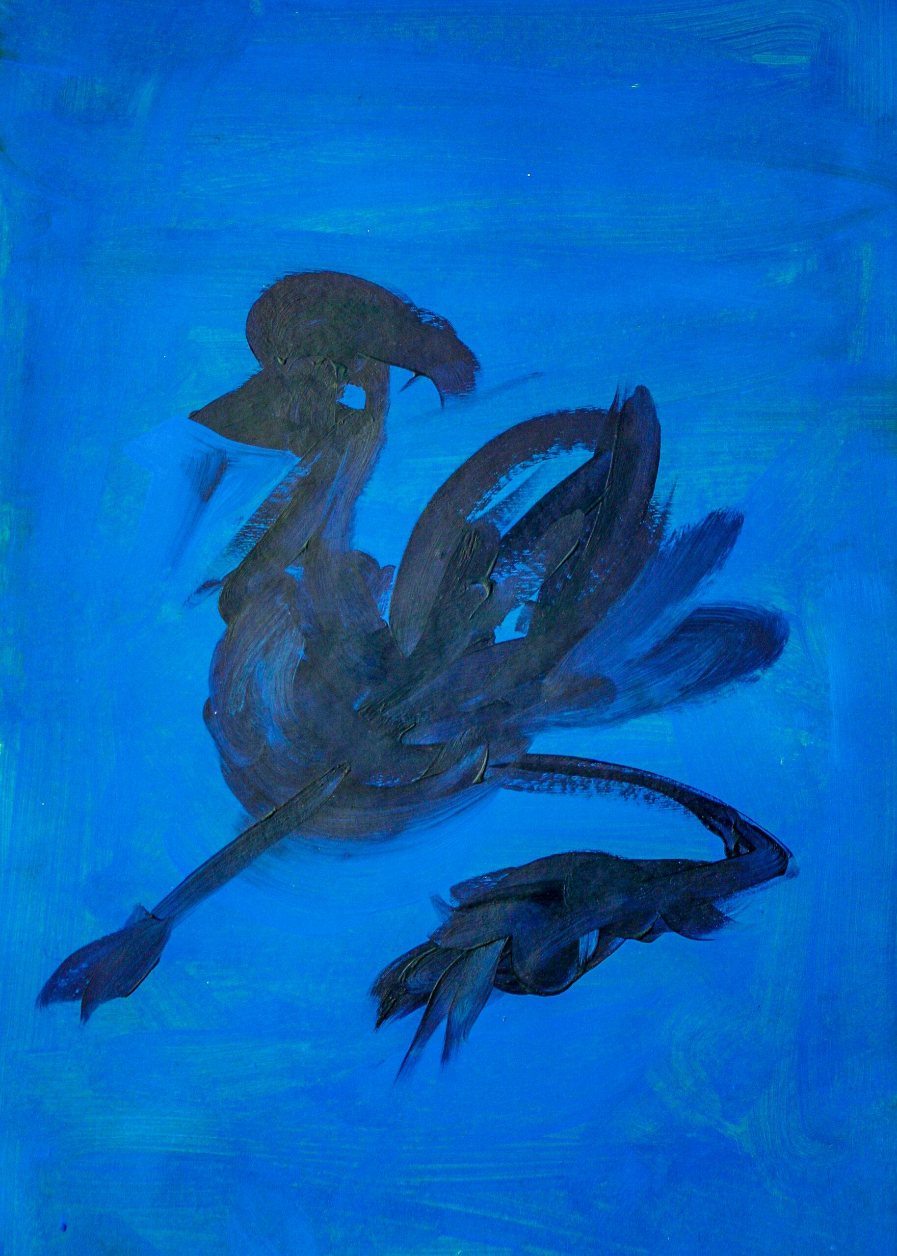 Blue vs. Black, Oil on paper, A3