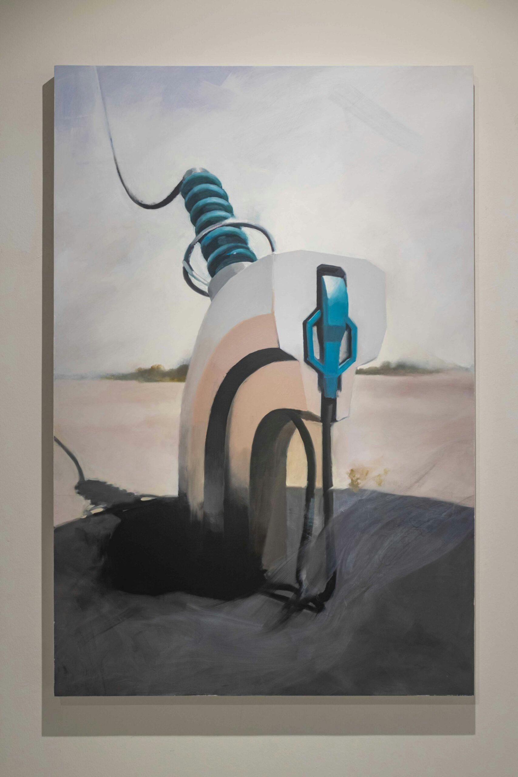 »Monument Charger« (2023, )Oil on wood corpus, 120 x 80 cm
